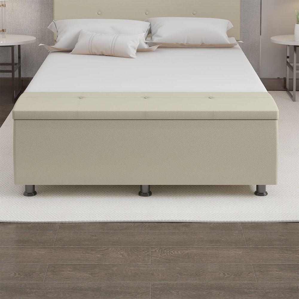 Baú Sapateira Estofada Casal 140 Cm Terra Corino Skybox Cor Bege - 5