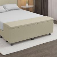 Baú Sapateira Estofada Casal 140 Cm Terra Corino Skybox Cor Bege - 1