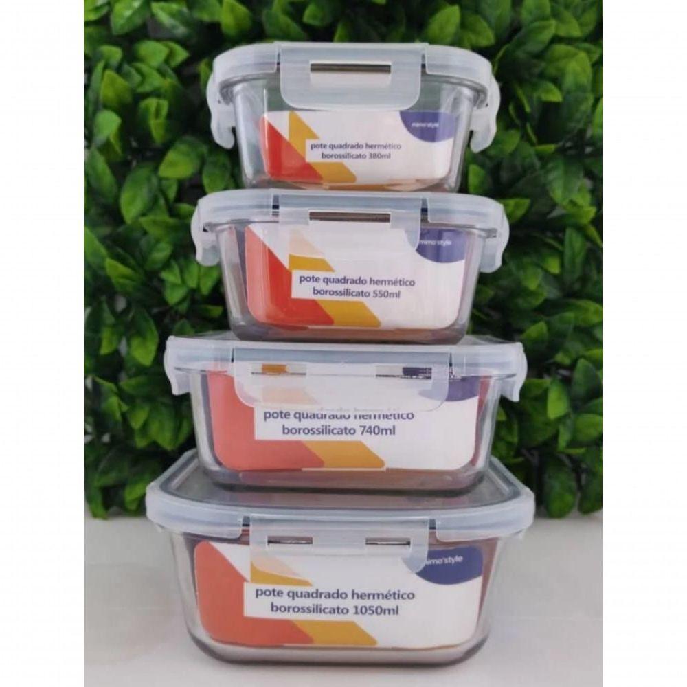 Pote De Vidro Porta Mantimento Quadrado Hermetico 1.05l Mimo - 6