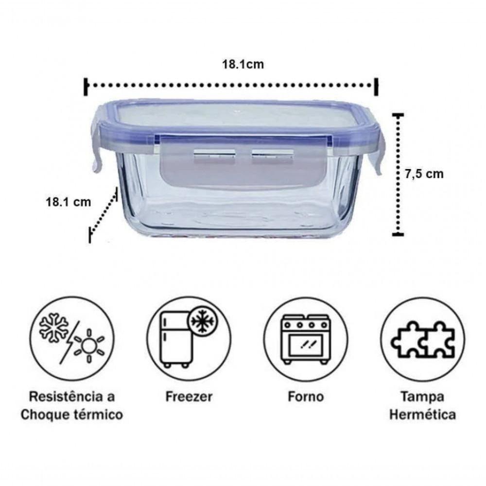 Pote De Vidro Porta Mantimento Quadrado Hermetico 1.05l Mimo - 7