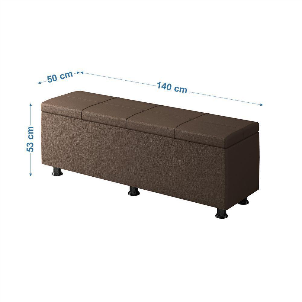 Baú Sapateira Estofada Casal 140 Cm Marte Corino Skybox Cor Marrom - 2