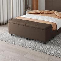 Baú Sapateira Estofada Casal 140 Cm Marte Corino Skybox Cor Marrom - 1