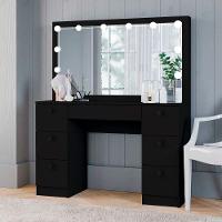 Penteadeira Ditália 7gavetas C/cadeira + Kit Luz Pe-80 Preto - 2