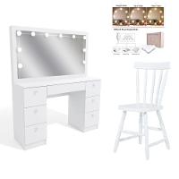 Penteadeira Ditália 7gavetas C/cadeira + Kit Luz Pe-80 Branco - 1
