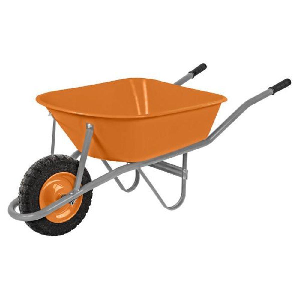 Carrinho De Mão Tramontina Com Caçamba Funda Plástica Laranja 55 L, Braço Metálico E Pneu Maciço - 1