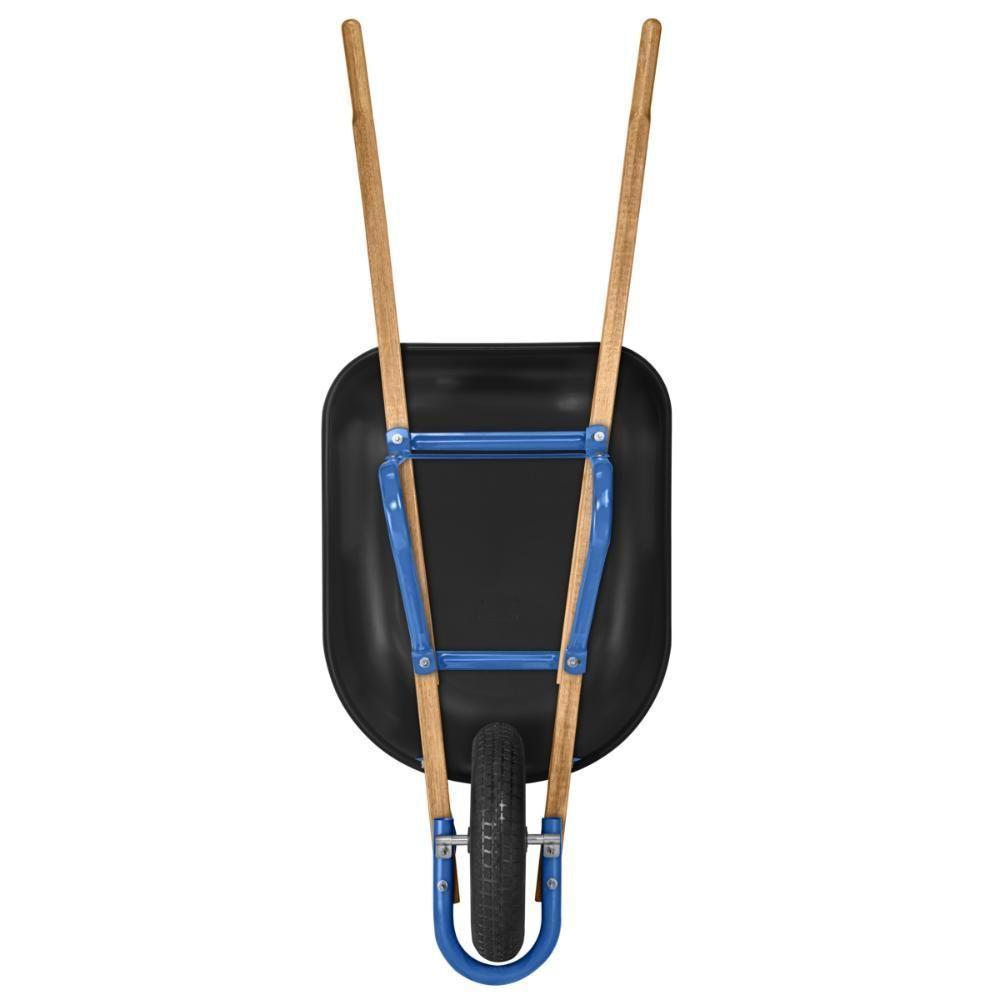 Carrinho De Mão Tramontina Com Caçamba Rasa Plástica Preta 50 L, Braço De Madeira E Pneu Com Câmara - 2