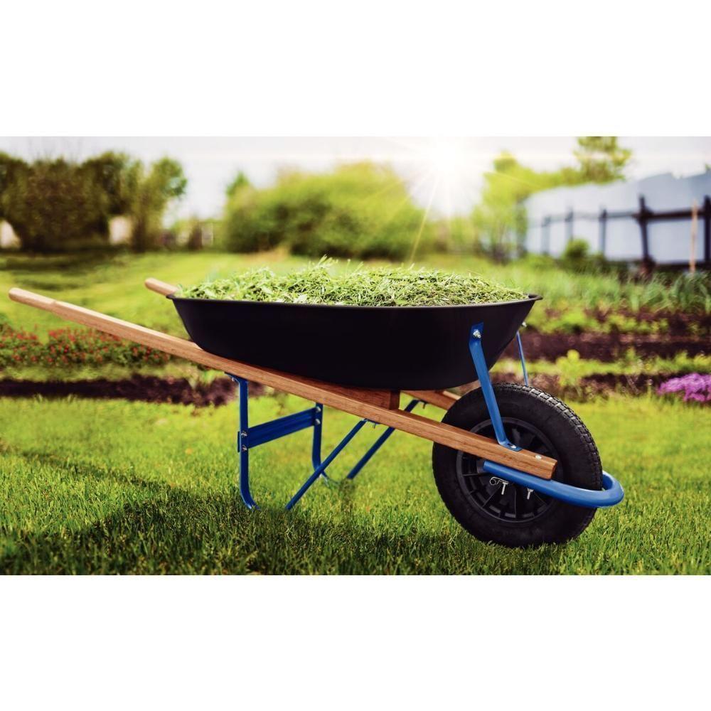 Carrinho De Mão Tramontina Com Caçamba Rasa Plástica Preta 50 L, Braço De Madeira E Pneu Com Câmara - 3