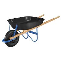 Carrinho De Mão Tramontina Com Caçamba Rasa Plástica Preta 50 L, Braço De Madeira E Pneu Com Câmara - 1