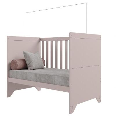 Berço Mini Cama Maya Rose em MDF Rosê com Grade de Proteção para Colchão 130 X 70 cm