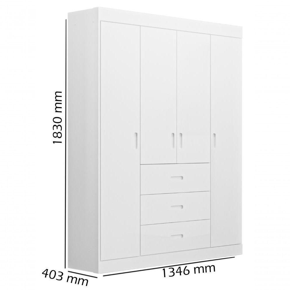 Roupeiro Livia 4 Portas 2 Gavetas Branco Móveis Canaã - 2
