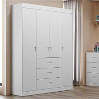 Roupeiro Livia 4 Portas 2 Gavetas Branco Móveis Canaã - 4