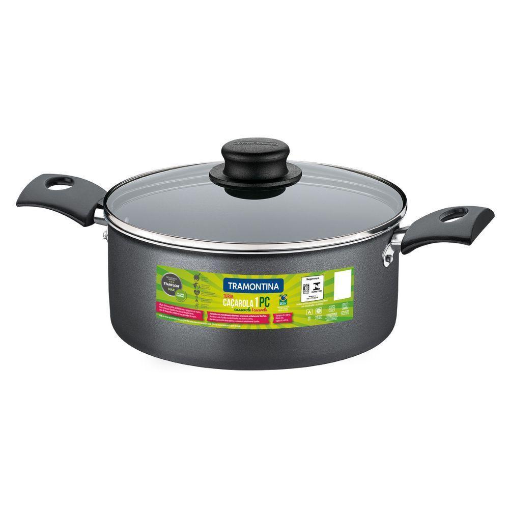 Panela Caçarola Antiaderente Com Tampa De Vidro 20 Cm 2,8l Turim Grafite Tramontina - 3