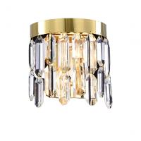 Arandela Tripoli Metal Dourado Com Cristais Transparentes 02 Lâmpadas E14 Tupiara única único - 1