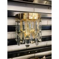 Arandela Tripoli Metal Dourado Com Cristais Transparentes 02 Lâmpadas E14 Tupiara única único - 3