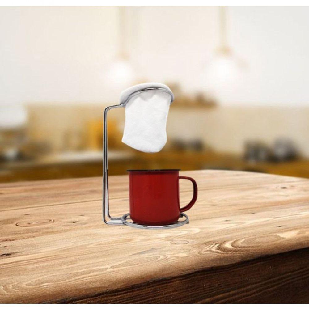 Kit 2 Mini Coador Café Aço Cromado ,Caneca Esmaltada 120Ml - 5