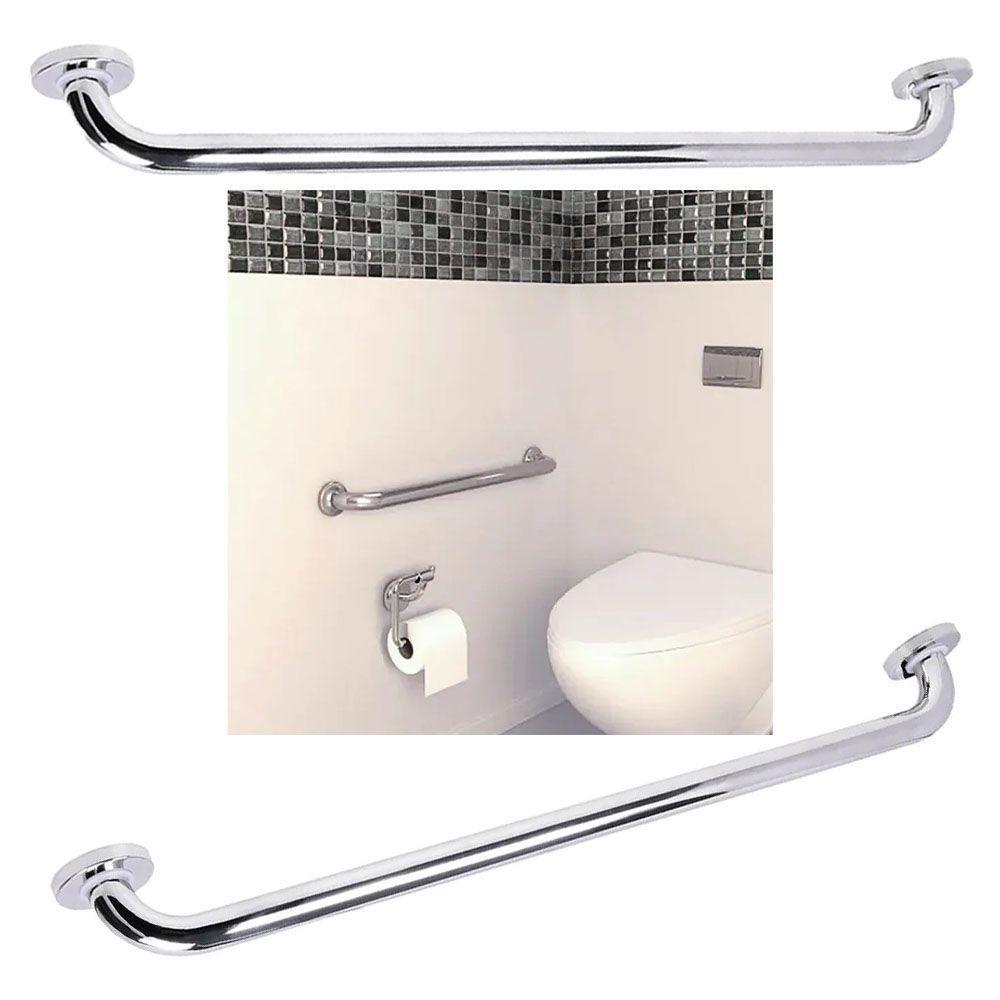 Alça Barra Apoio Kit 2 Uni Inox Cromado 70cm Suporte Gestante Criança Idoso Anti Queda Resistente - 2