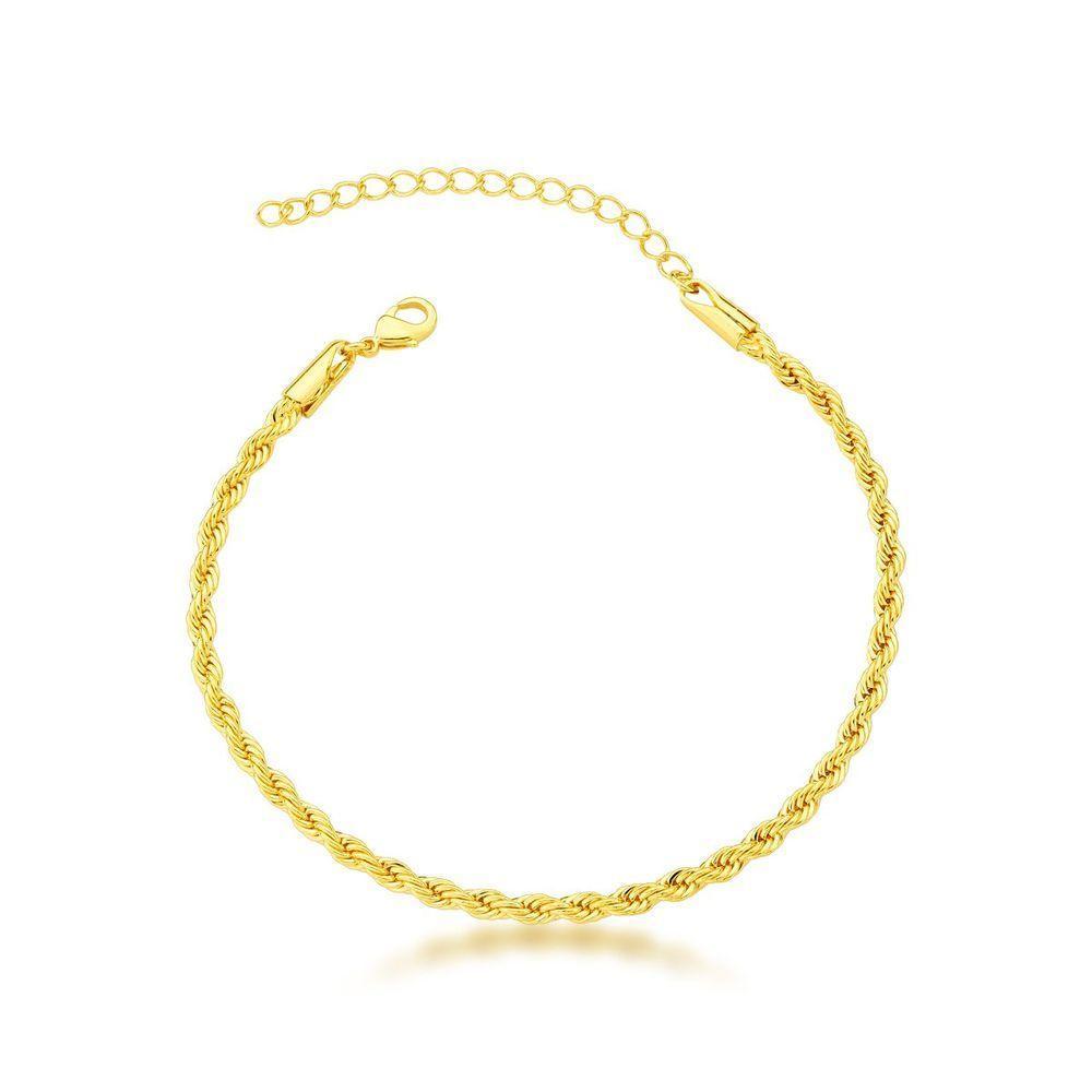 Pulseira Cordão Baiano 3mm Banhado A Ouro 18k - 18cm - 1