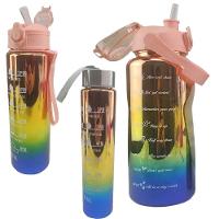 Garrafa Motivacional Metalizada Kit 3 Uni Squeeze Agua Cha Suco Viagem Passeio Academia Treino - 1