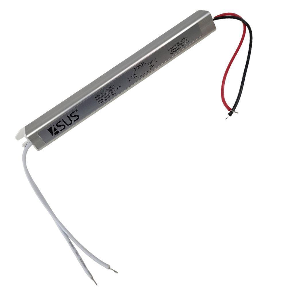 Fonte Slim Drive Bivolt 24w 12v 2a Perfil Fita Led Lustre Luminaria Ip20 Resistente - 5