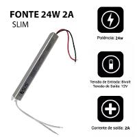 Fonte Slim Drive Bivolt 24w 12v 2a Perfil Fita Led Lustre Luminaria Ip20 Resistente - 2
