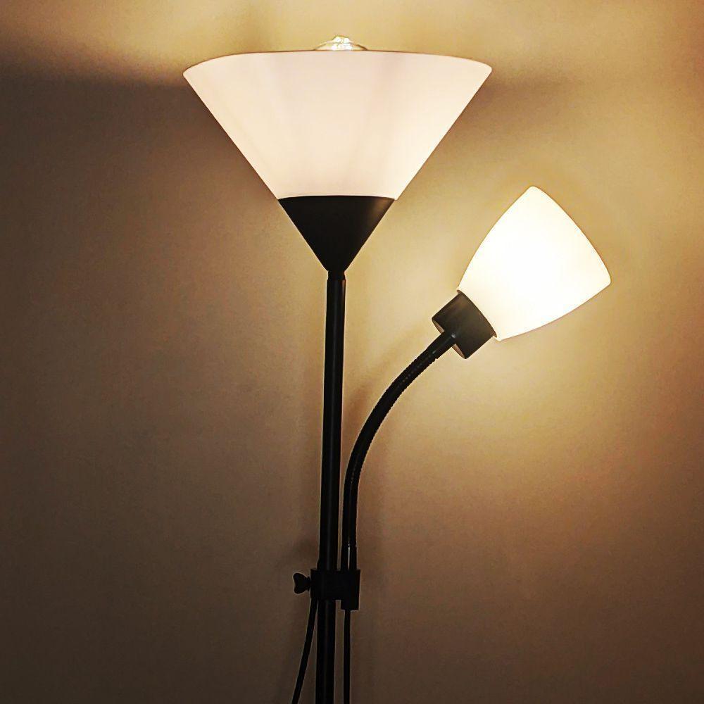 Luminária Abajur Chão Duo Floor Pedestal Articulada Metal Lustre Coluna 1,72m - 2