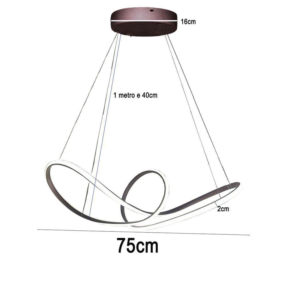 Lustre Luminaria 3 Em 1 Arco Infinito Aneis Pendente Led 49w Luxo Ambiente Sala Quarto Cozinha - 2