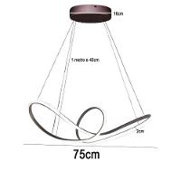 Lustre Luminaria 3 Em 1 Arco Infinito Aneis Pendente Led 49w Luxo Ambiente Sala Quarto Cozinha - 2