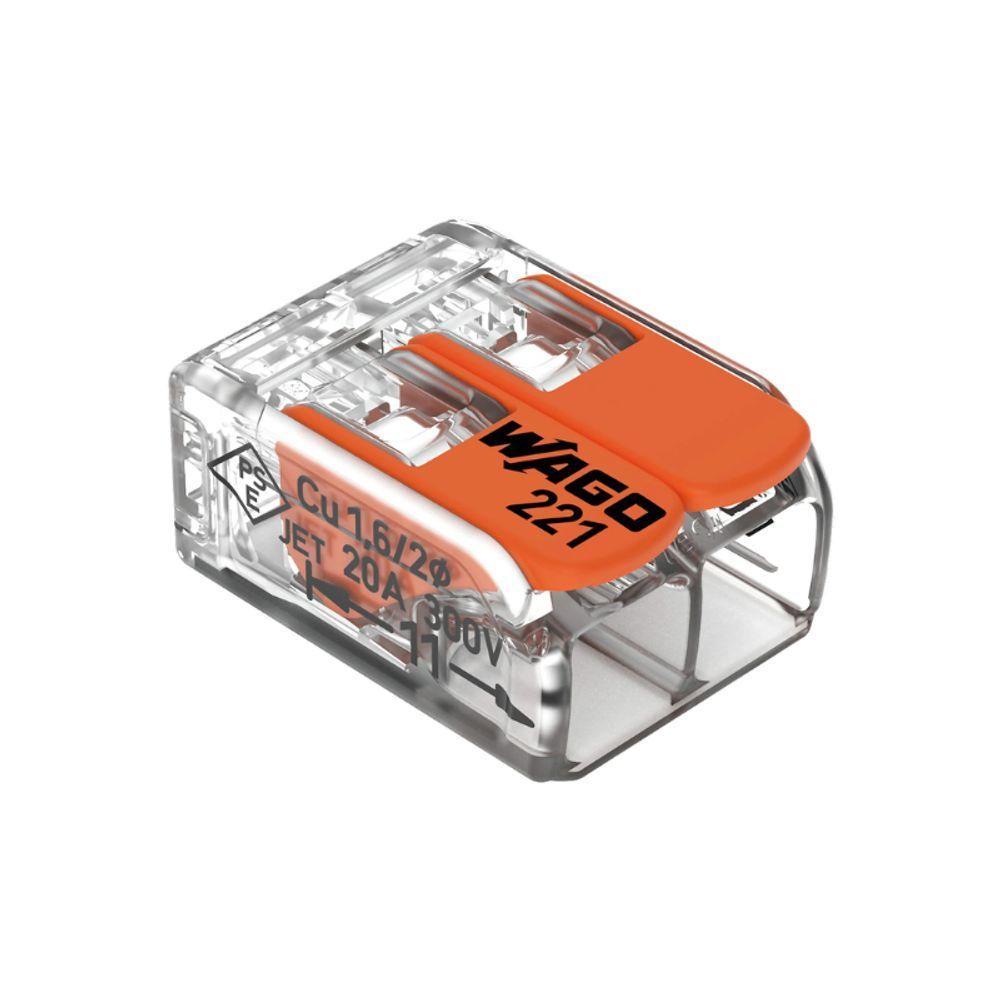 Conector Emenda 2 Cond - Caixa Com 100 Peças Transparentes Wago - 1