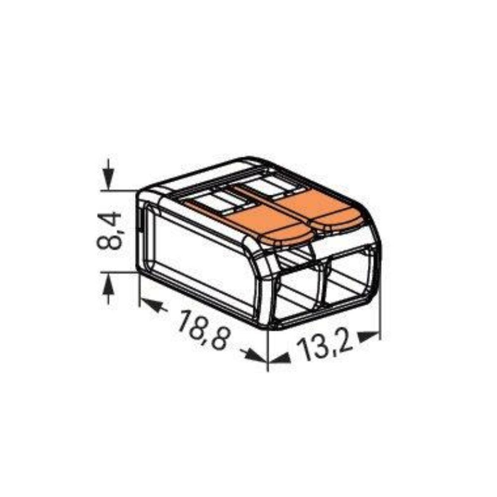 Conector Emenda 2 Cond - Caixa Com 100 Peças Transparentes Wago - 6