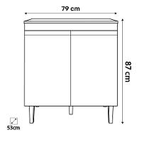 Balcão Com Tampo Para Cooktop 5 Bocas 2 Portas Andréia Cinza- Ajl Móveis - 2