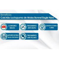 Cama Box Baú Casal: Colchão Molas Luckspuma Bonnel Eagle New + Base CRC Suede Black(138x188)