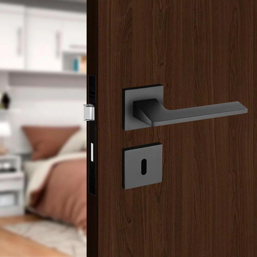 Fechadura Sara Preta Roseta Quadrada 55mm Pado Interna - 4