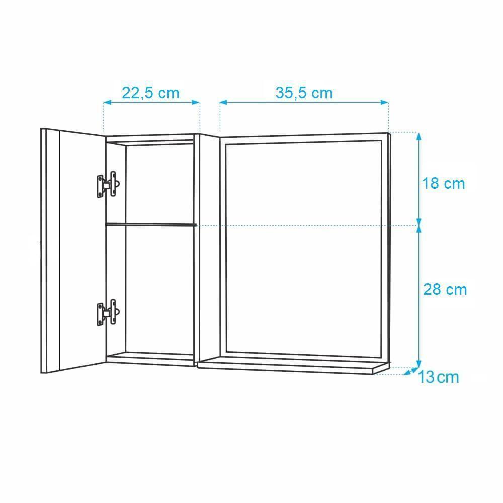 Armário para Banheiro com Espelho Cinza com Puxador de Metal - 2