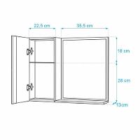 Armário para Banheiro com Espelho Cinza com Puxador de Metal - 2