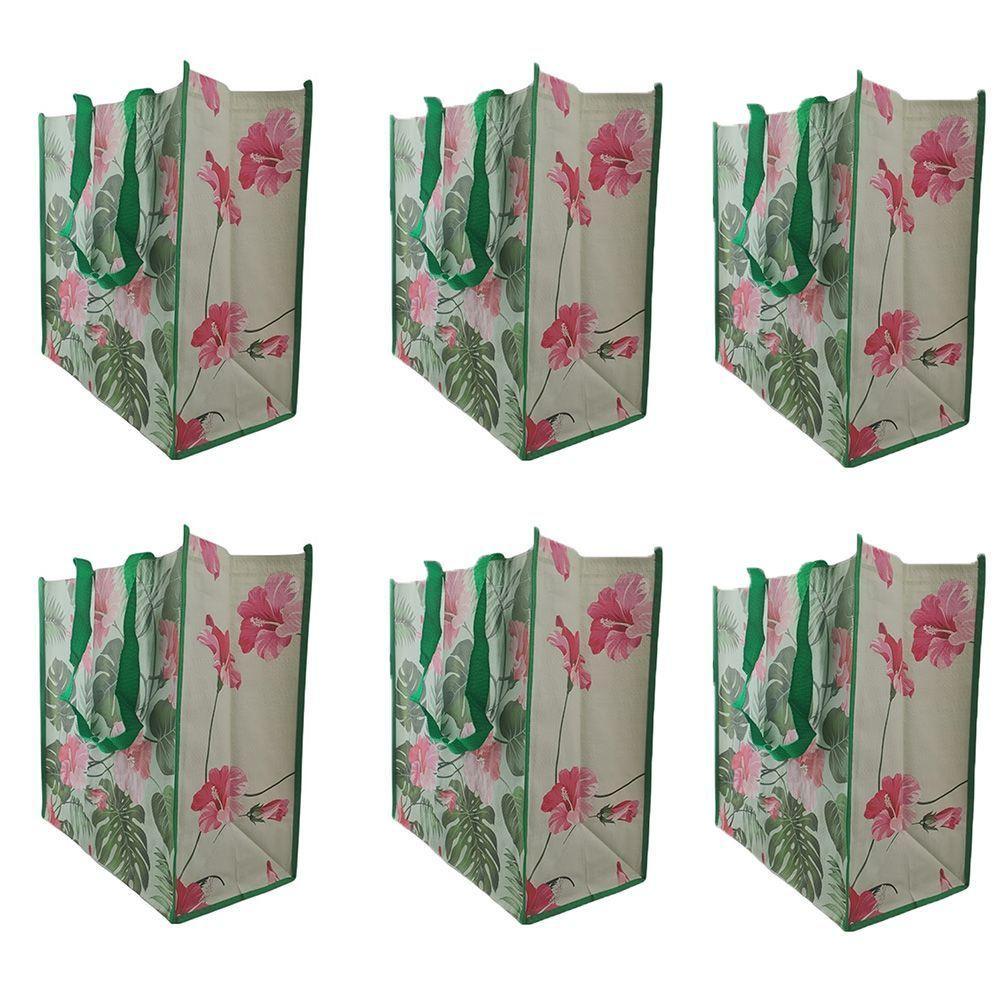 Sacola Ecologica Ecobag Kit 6 Uni Bolsa Ombro Retornavel Dobravel Compras Mercado - 1