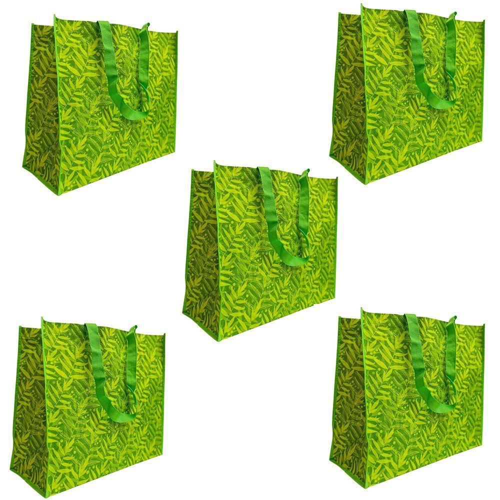 Bolsa Ecobag Sacola De Ombro Ecologica Kit 5 Uni Retornavel Reciclavel Compras Mercado Dobravel Portatil - 1