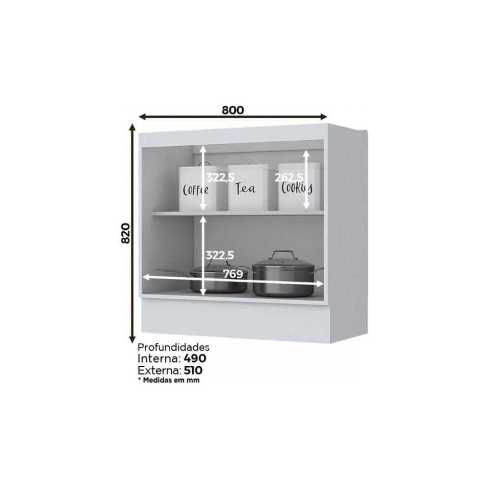 Cozinha Completa Americana 8pçs 2 Armários 2 Balcões 2 Paneleiros 2 Complementos C8P0 Branco - Henn - 8