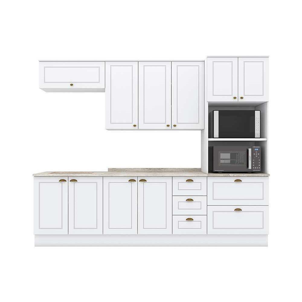Cozinha Modulada Henn Americana 7pçs (2 Armários 2 Balcões 1 Paneleiro 2 Complementos) C7P01 Branco - 1