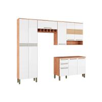 Cozinha Modulada Ronipa Nápoli Prime 4pçs (2 Armários 1 Balcão 1 Paneleiro) C4P01 Castanho/Branco - 1