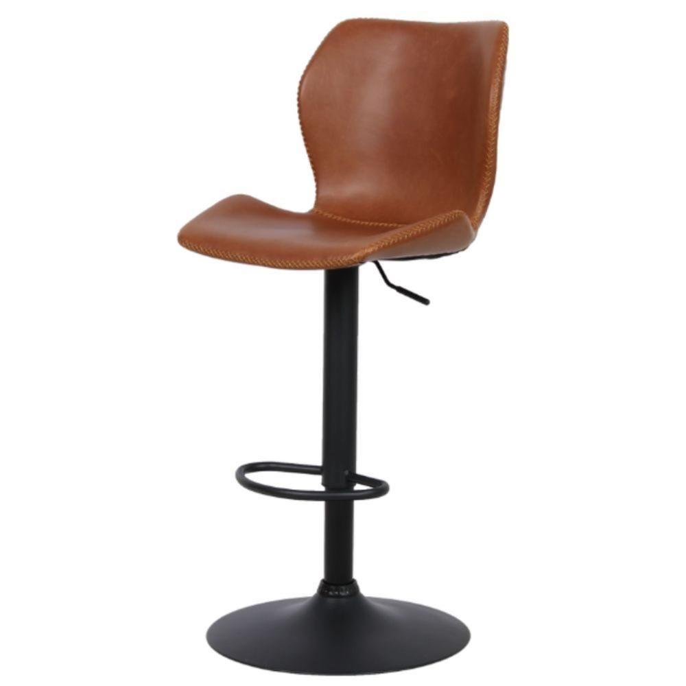 Kit 2 Banquetas Altas Itajaí Rivatti Madeira Revestida Em Poliuretano (Pu) Marrom Base Disco Preta - 2