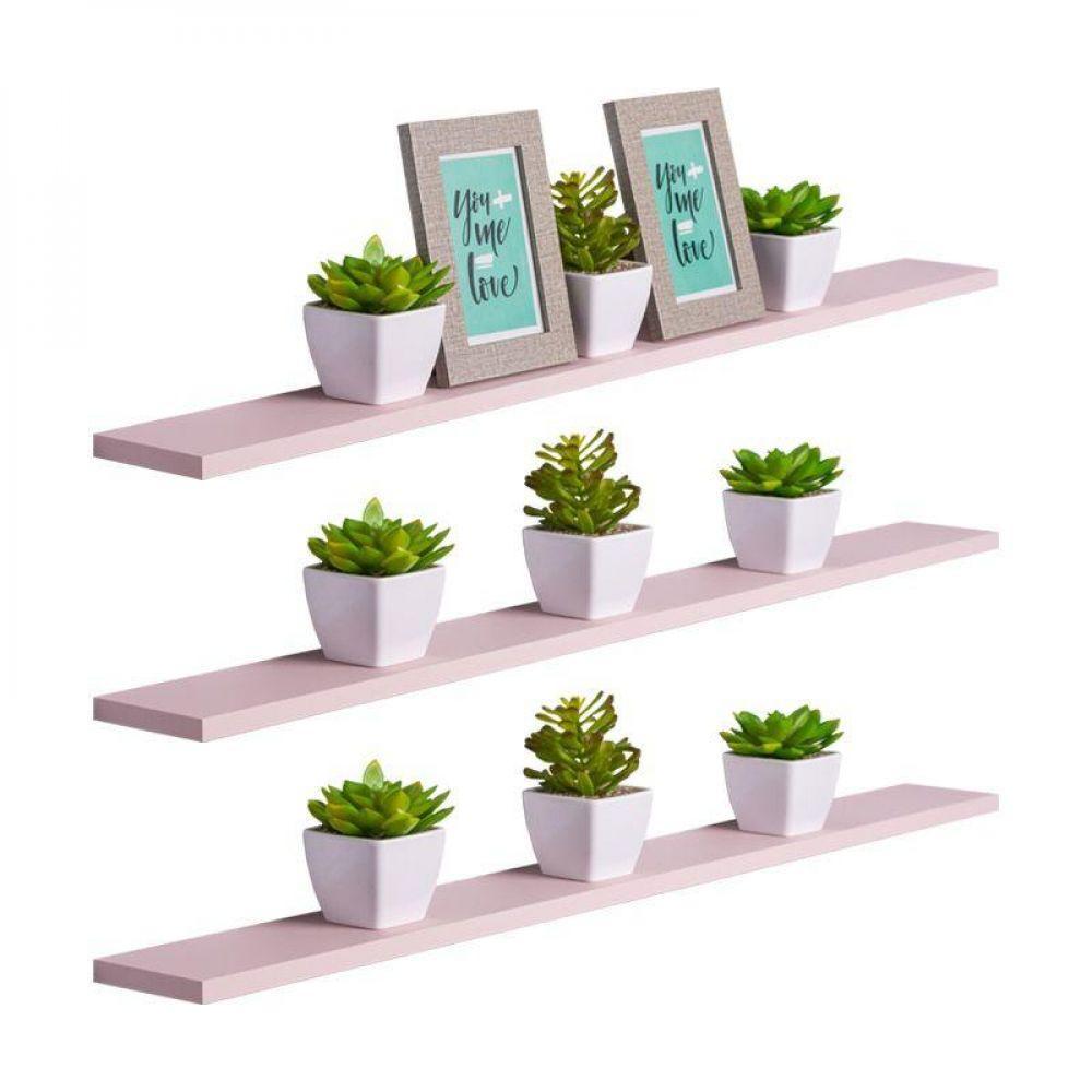 Kit 3 Prateleiras 80 x 20cm Rosa Claro Invisível - 1