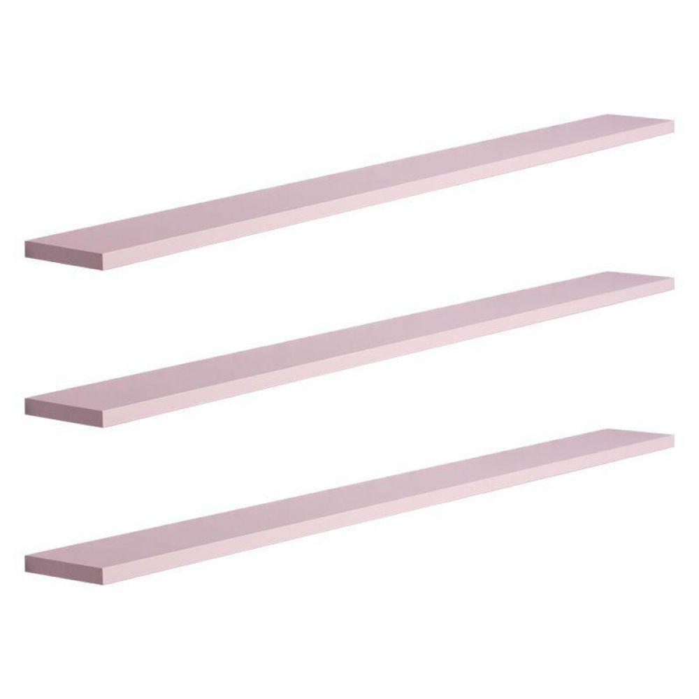 Kit 3 Prateleiras 80 x 20cm Rosa Claro Invisível - 2