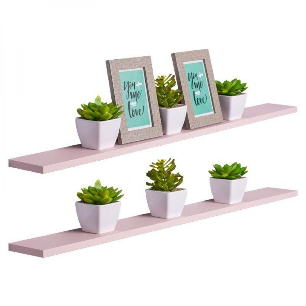 Kit 2 Prateleiras 80 x 20cm Rosa Claro Invisível - 1