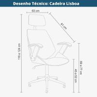 Cadeira Giratória Lisboa Bergen Rivatti C/ Encosto De Cabeça Madeira Laminada Pu Preto Base Rodízio