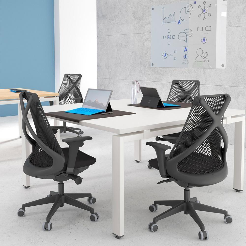 Kit 02 Cadeiras Escritório Kron P03 Crepe Preto - 9