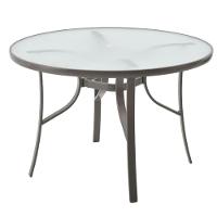 Mesa Para Área Externa Redonda Macaé Rivatti Aluminio Grafite 107 Cm Tampo Vidro Temperado E Jateado - 1