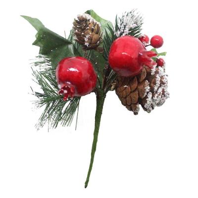 Kit 6 Ramos Romã Decoração De Natal Artificial Com Detalhes Branco 16cm