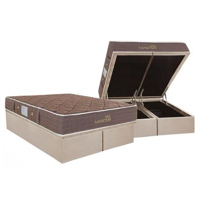 Cama Box Baú King: Colchão Molas Bonnel Herval Suite Master + Base CRC Suede Clean(193x203)