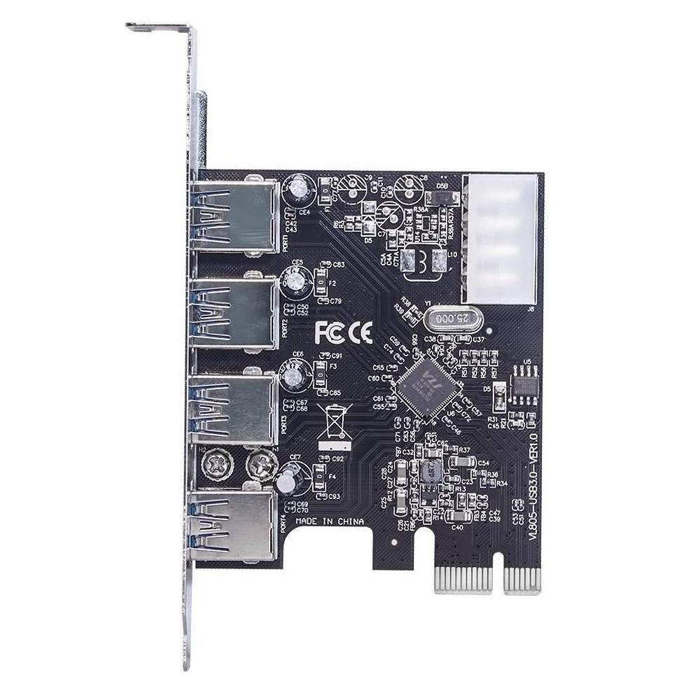 Placa Controladora Pci-e X1 Usb 3.0 5gbps com 4 Portas - 4