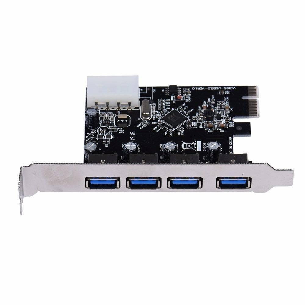 Placa Controladora Pci-e X1 Usb 3.0 5gbps com 4 Portas - 6